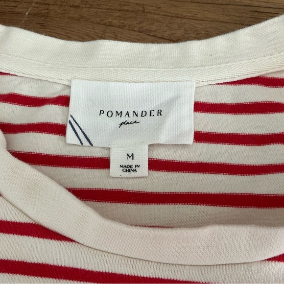 POMANDER PLACE Red Striped Vesty Puff Short Sleeve Crewneck. Size Medium - Picture 3 of 5